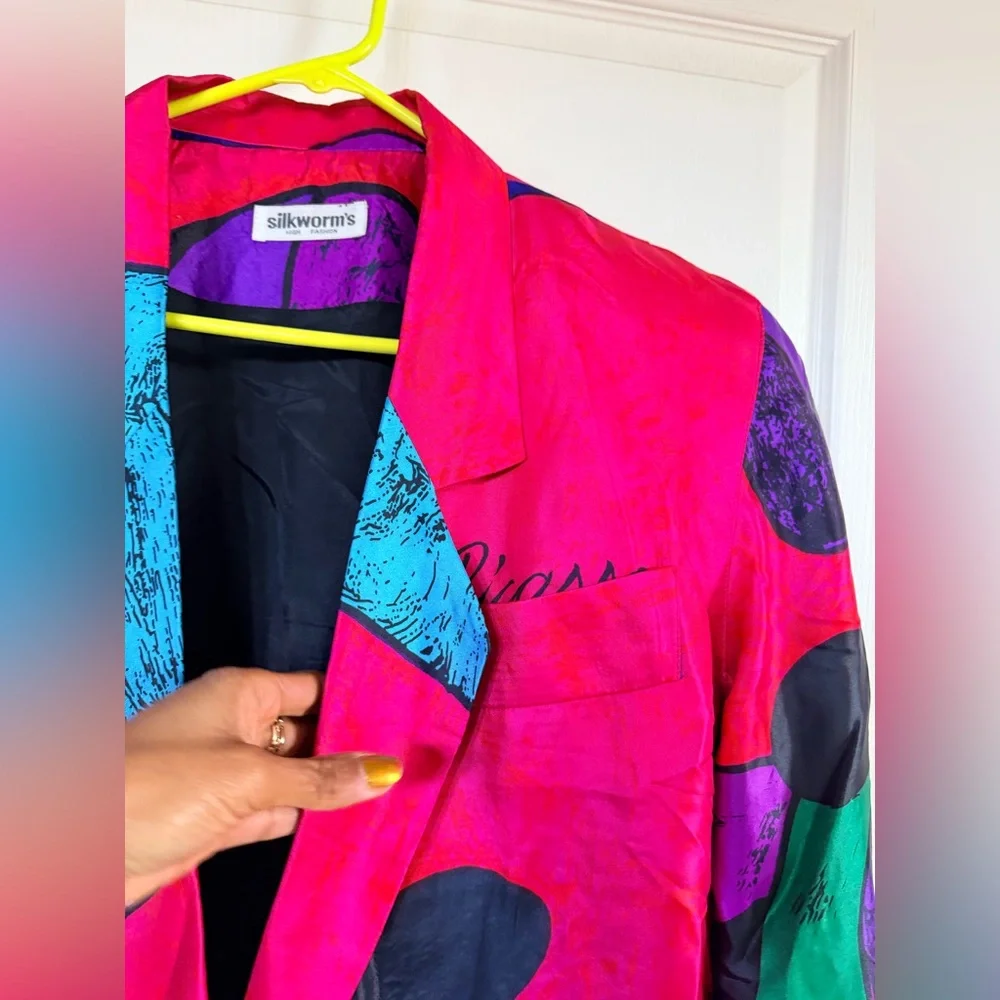 Vintage Picasso Print Silk Blazer - Picture 12 of 13